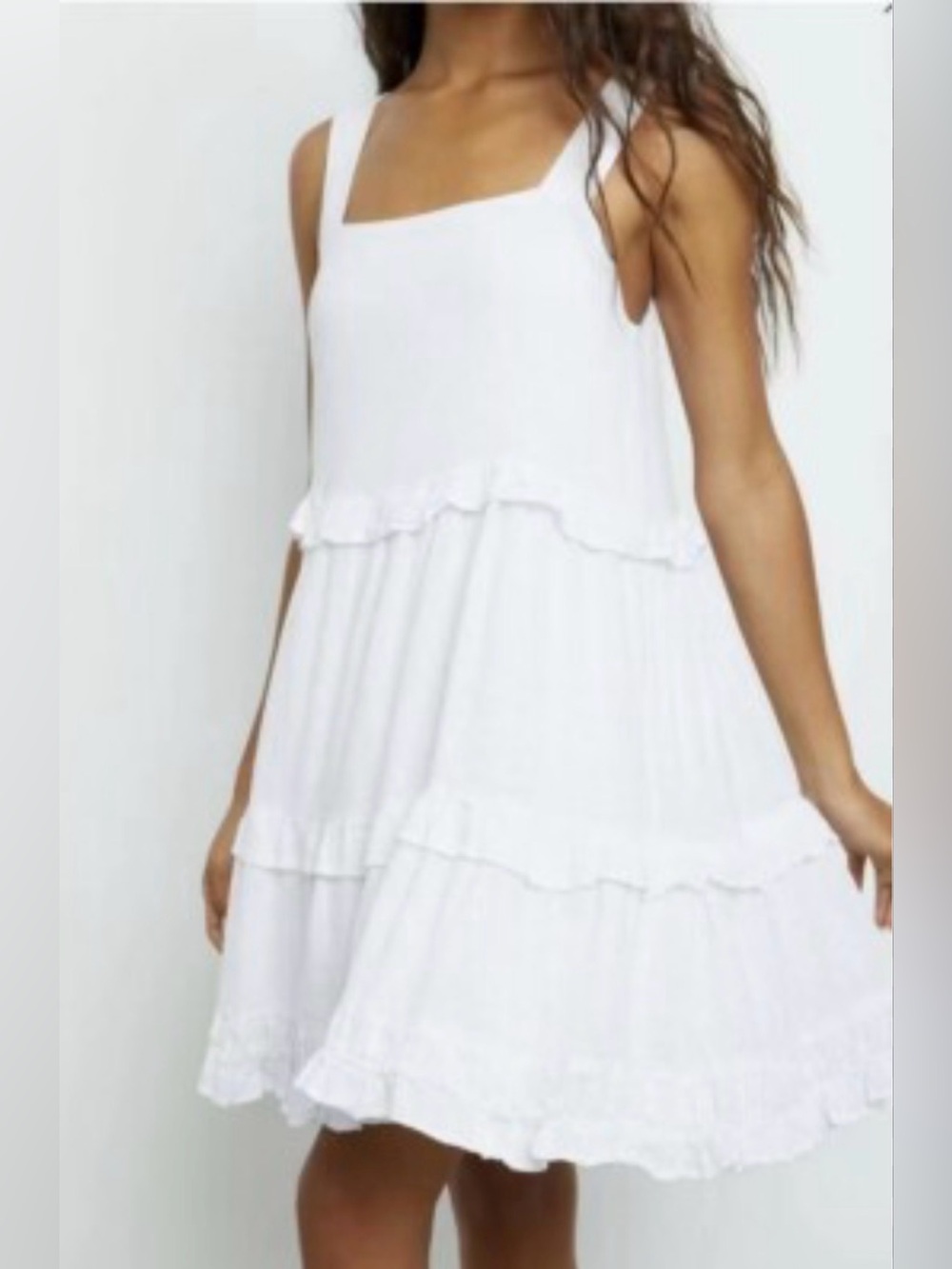 Rails White Sandy Ruffle Tiered Dress Linen-Blend Sz M
‘